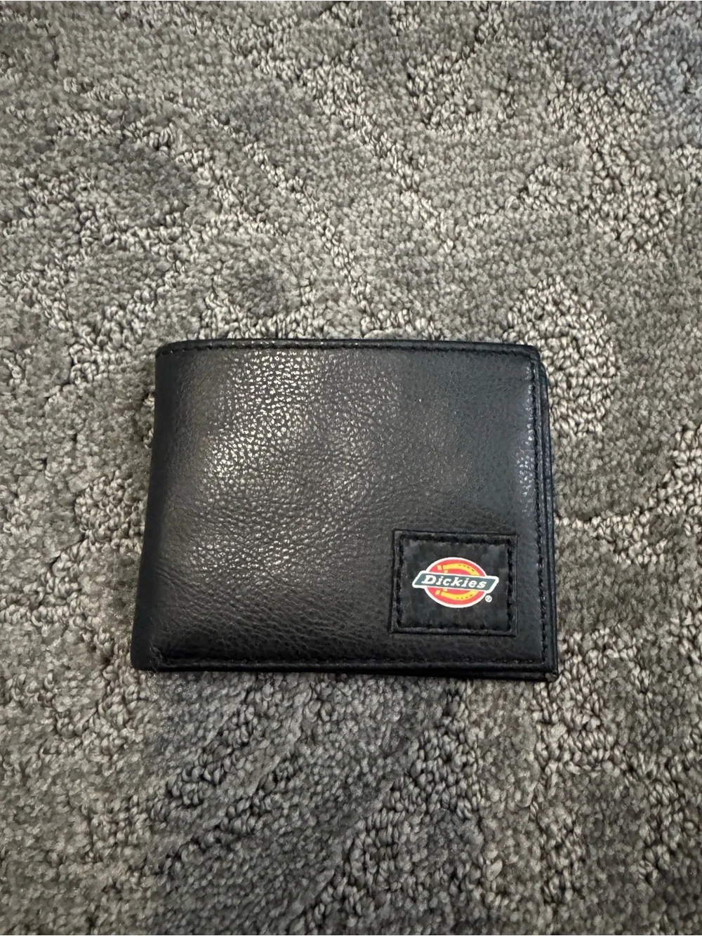 Dickies Black Leather Bi-Fold Wallet with Logo Patch